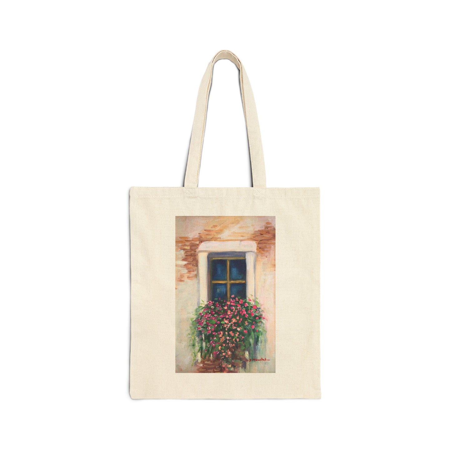 COTTON CANVAS TOTE BAG - CHARMING ITALIAN WINDOW