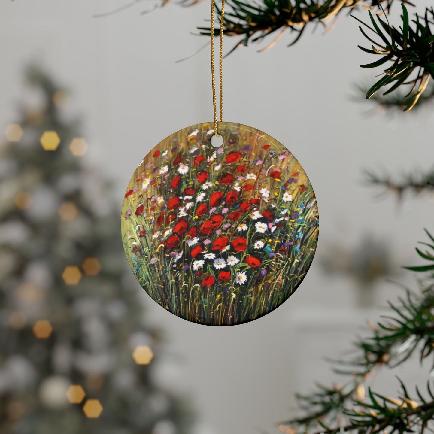 CERAMIC ORNAMENTS - WILD POPPIES AND DAISIES