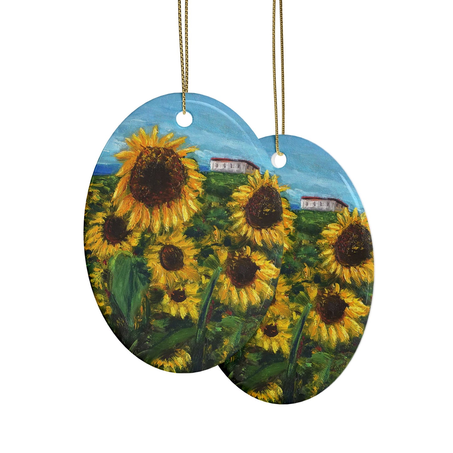 CERAMIC ORNAMENTS -HAPPINESS: A SUNFLOWER HAVEN