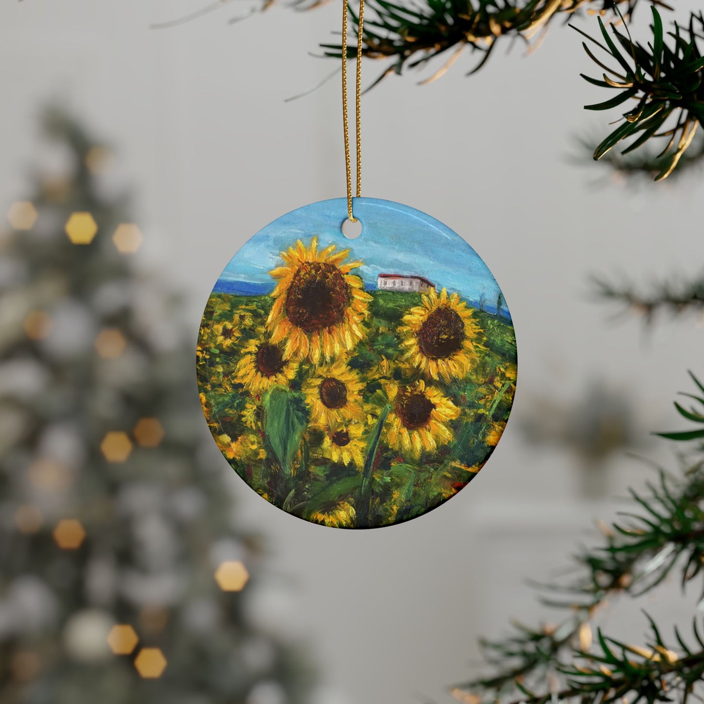 CERAMIC ORNAMENTS -HAPPINESS: A SUNFLOWER HAVEN