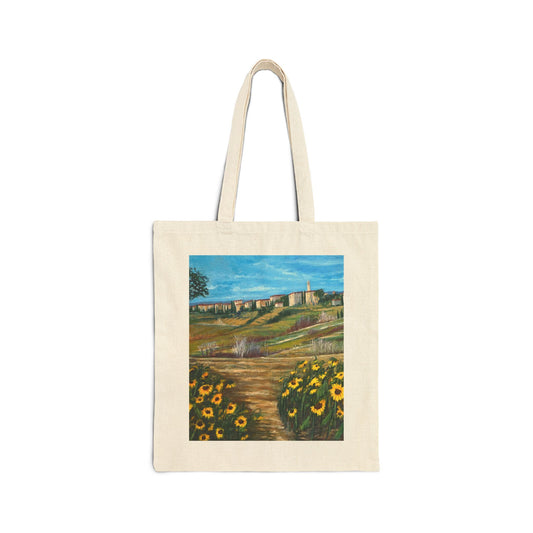 COTTON CANVAS TOTE BAG - THE PATH THROUGH THE SUNFLOWER FIELD