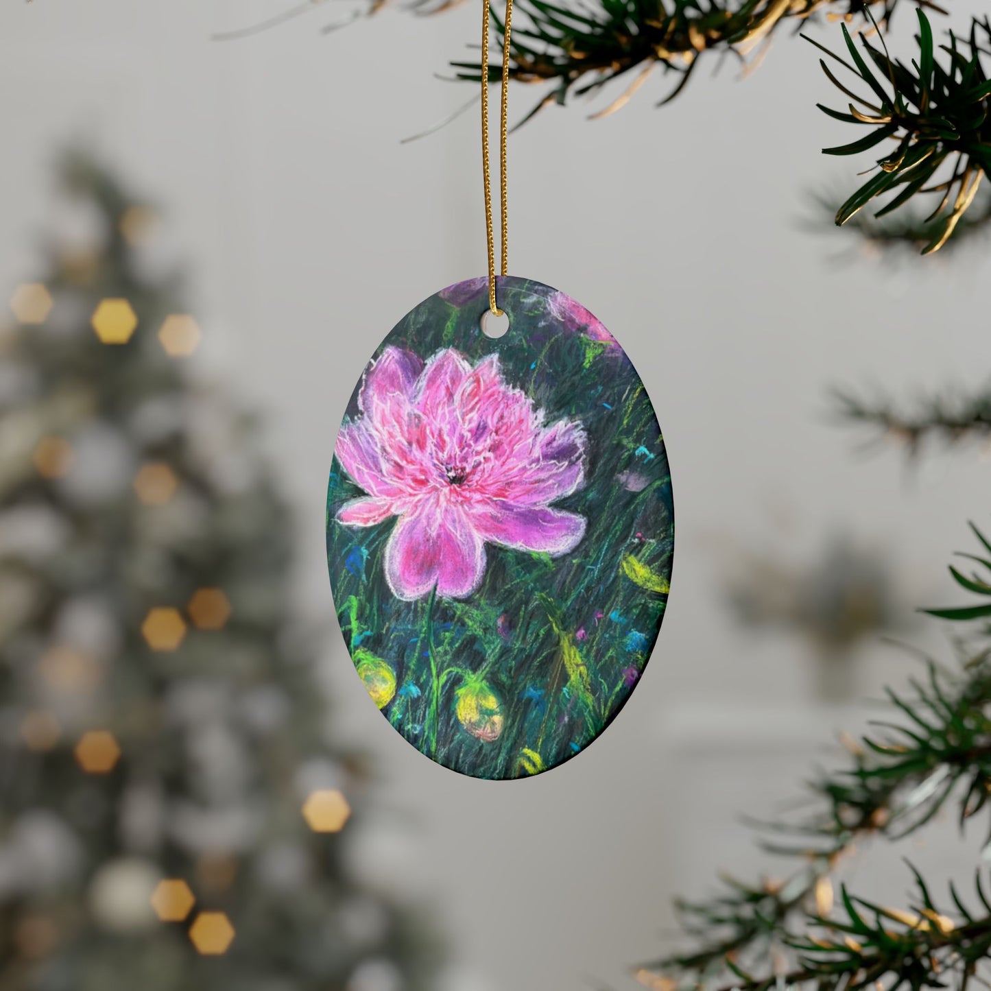 CERAMIC ORNAMENTS - PINK BLOSSOMS: SERENE ELEGANCE