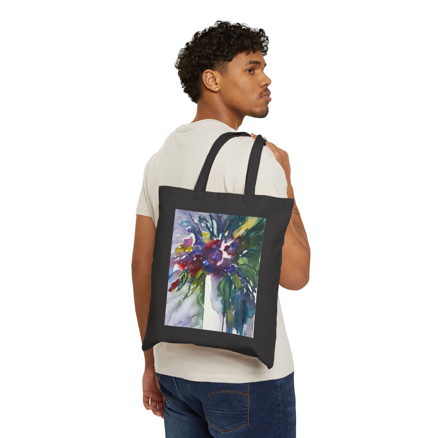 COTTON CANVAS TOTE BAG - MIXED BOUQUET