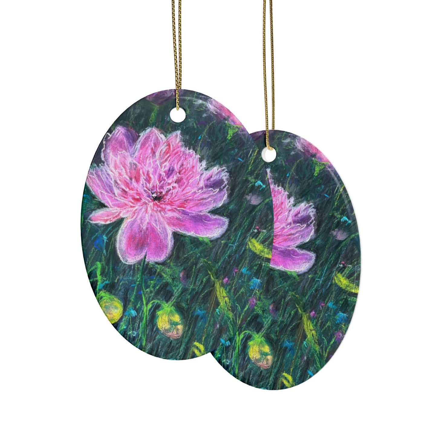 CERAMIC ORNAMENTS - PINK BLOSSOMS: SERENE ELEGANCE