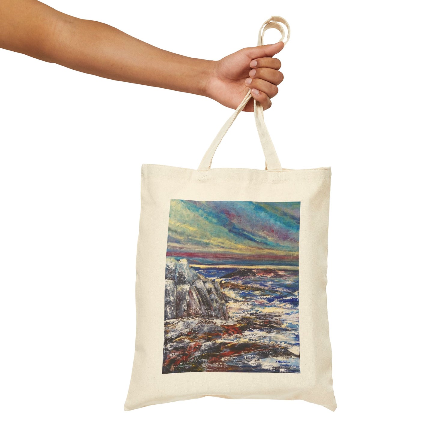 COTTON CANVAS TOTE BAG - SEASCAPE AT SUNDOWN