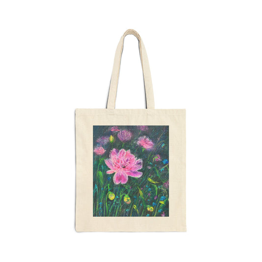 COTTON CANVAS TOTE BAG - PINK BLOSSOMS: SERENE ELEGANCE