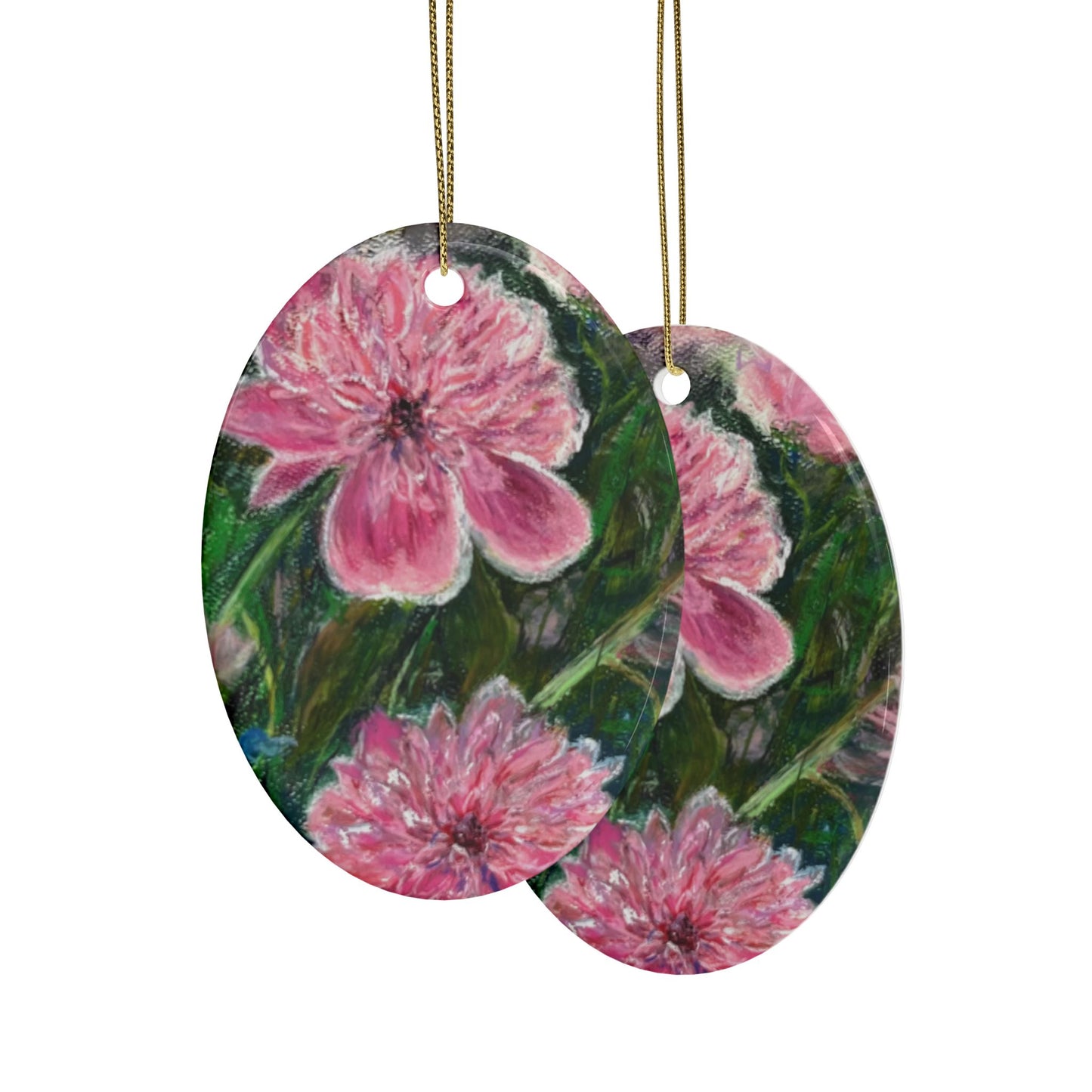 CERAMIC ORNAMENTS - PINK BLOSSOMS: VIBRANT BLOOM