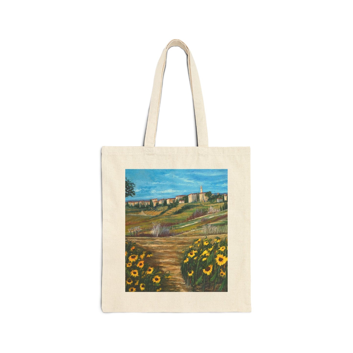 COTTON CANVAS TOTE BAG - THE PATH THROUGH THE SUNFLOWER FIELD