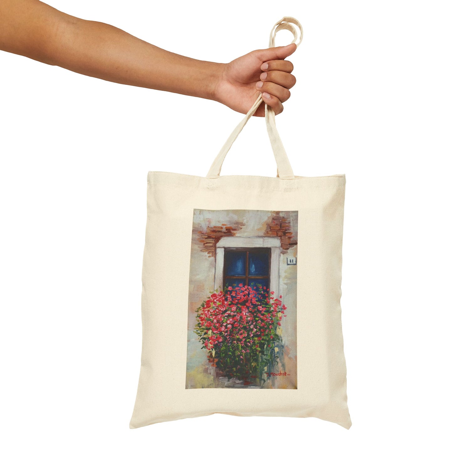 COTTON CANVAS TOTE BAG - BLOOMING FLOWERS