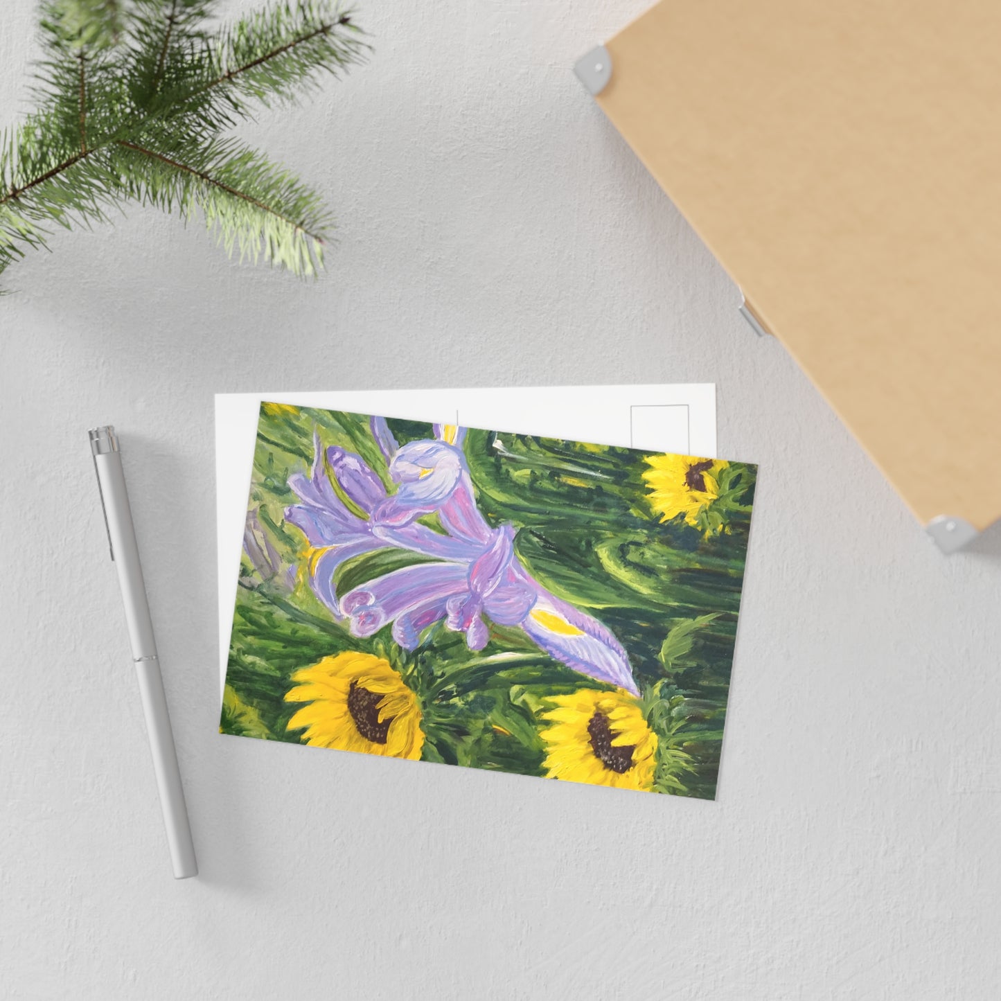 FINE ART POSTCARDS - IRIS AND SUNFLOWERS