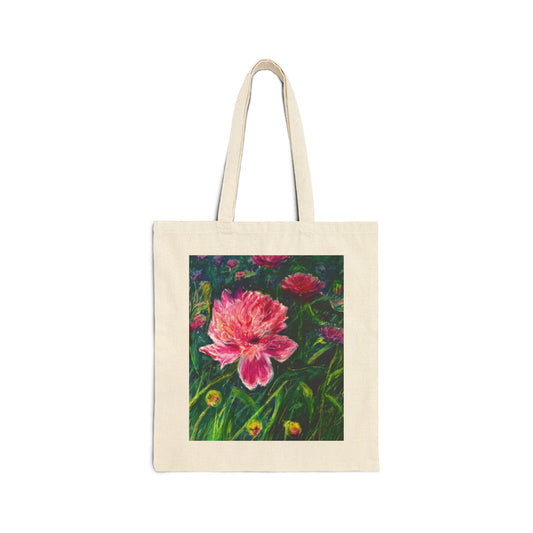 COTTON CANVAS TOTE BAG - PINK BLOSSOMS: DELICATE PETALS