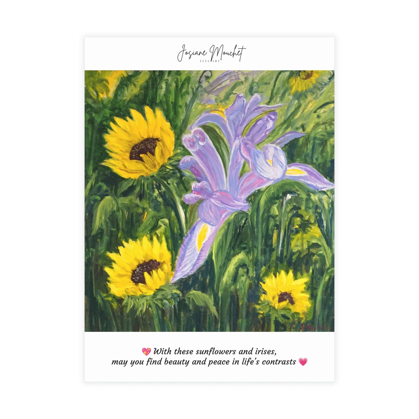 FINE ART POSTCARDS - IRIS AND SUNFLOWERS