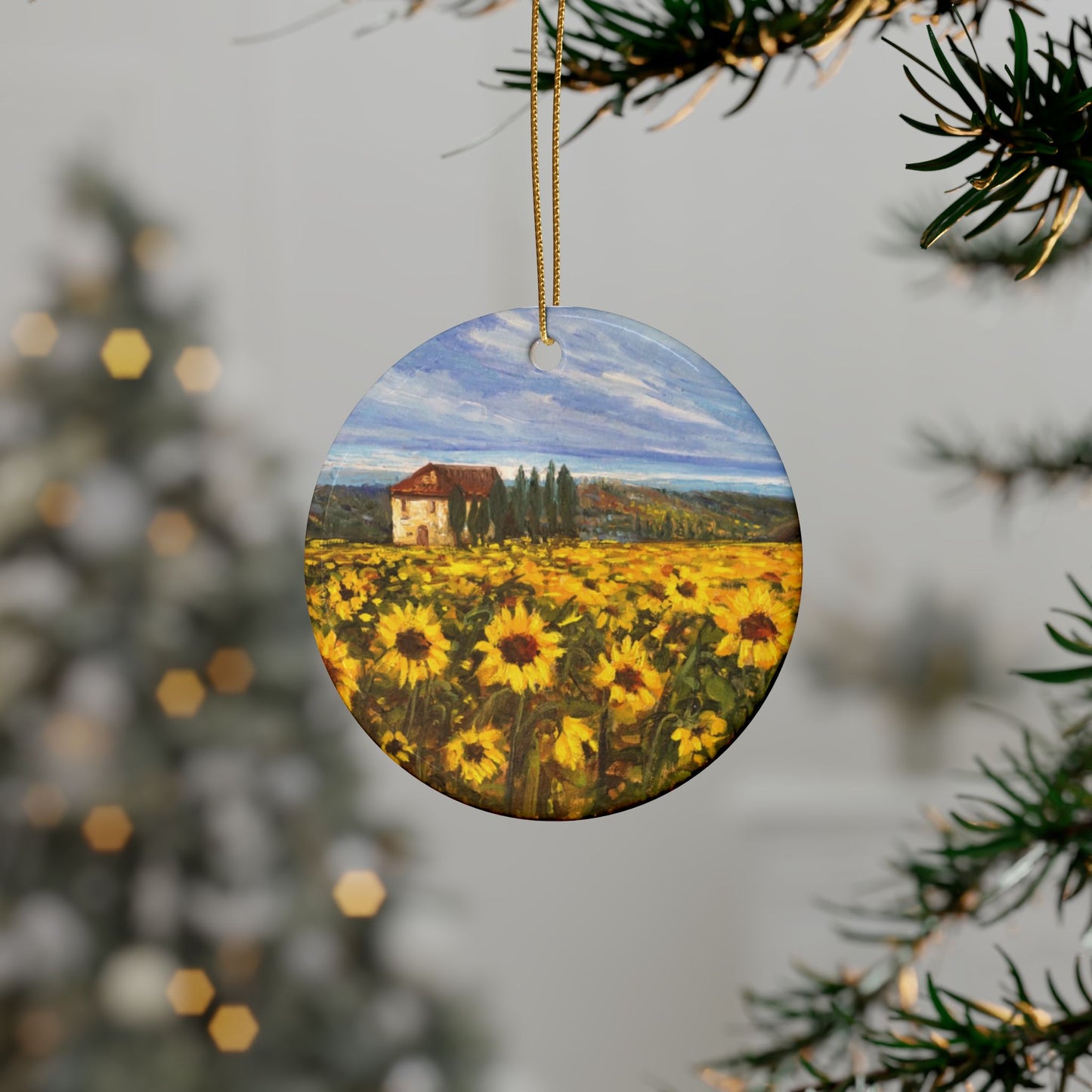 CERAMIC ORNAMENTS - TRANQUILITY: SUNFLOWER FIELD