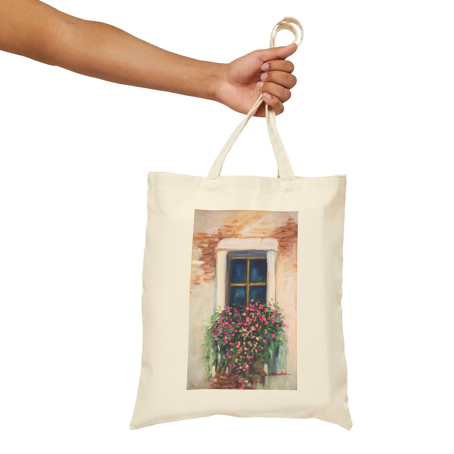 COTTON CANVAS TOTE BAG - CHARMING ITALIAN WINDOW