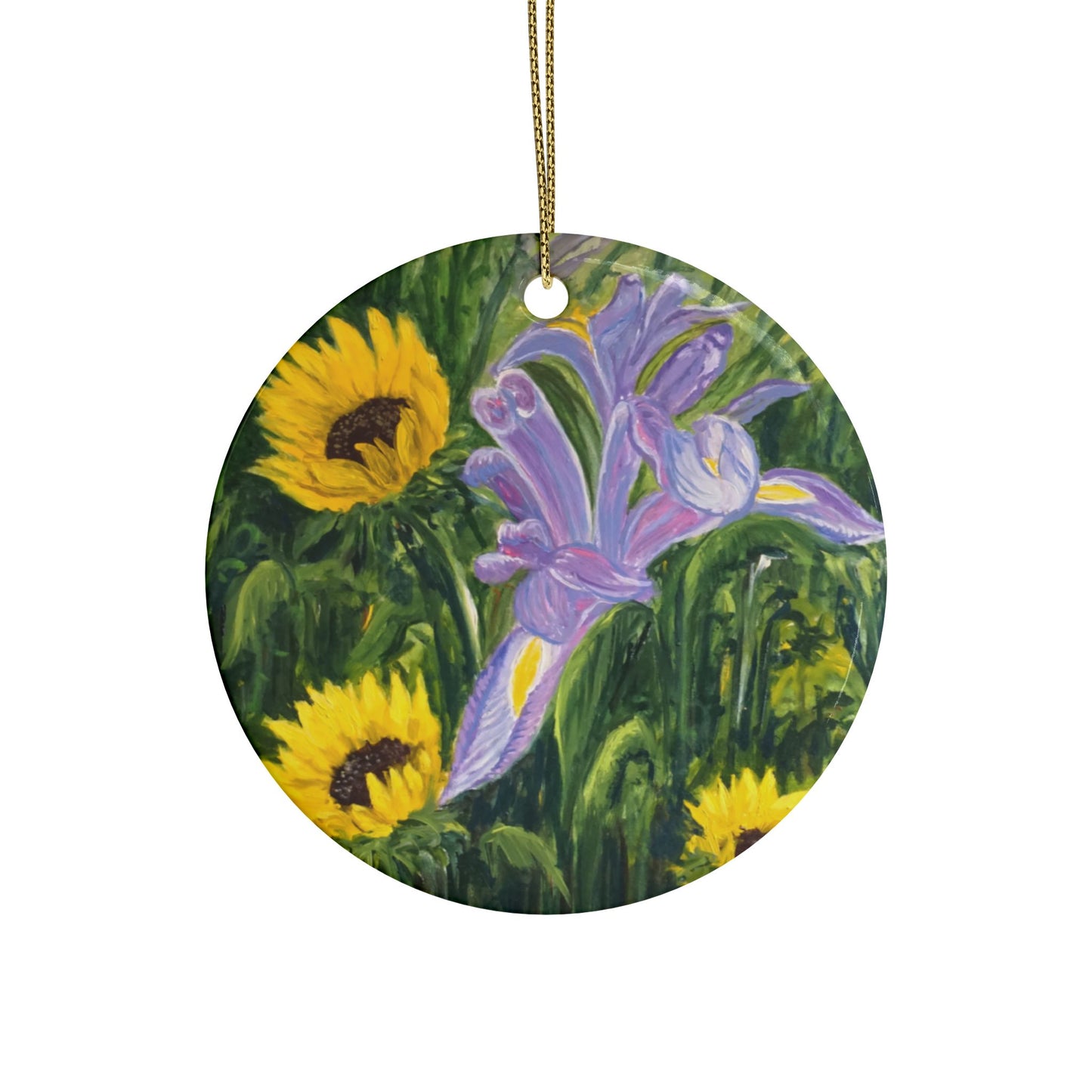 CERAMIC ORNAMENTS - IRIS AND SUNFLOWERS