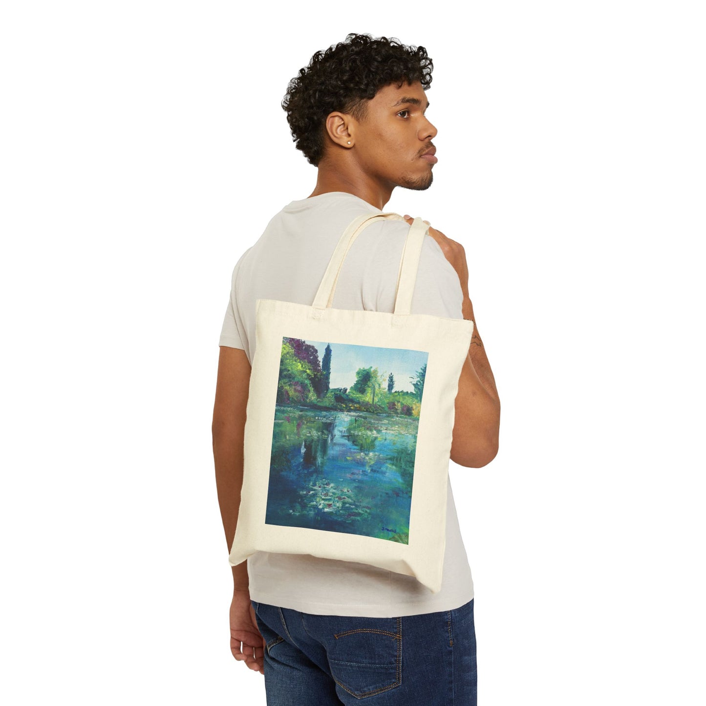 COTTON CANVAS TOTE BAG - WATER LILIES