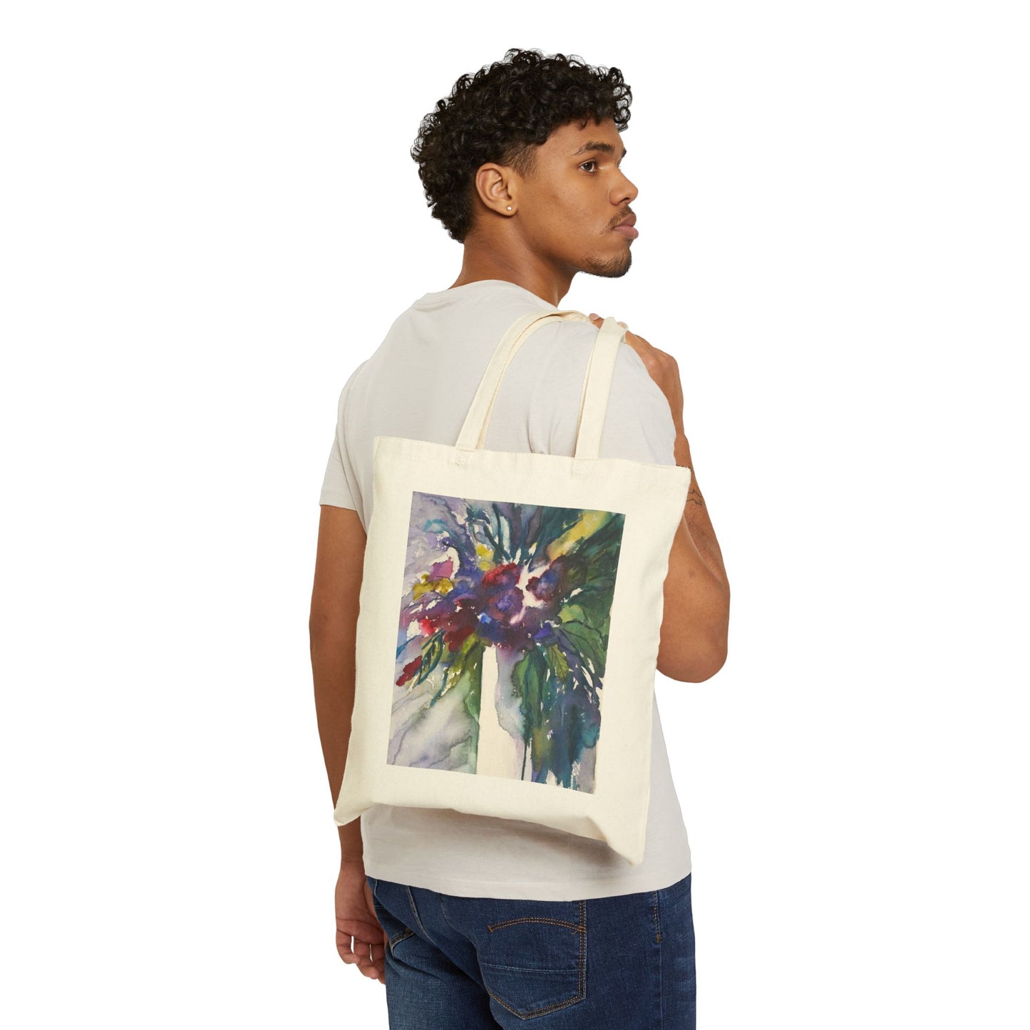 COTTON CANVAS TOTE BAG - MIXED BOUQUET