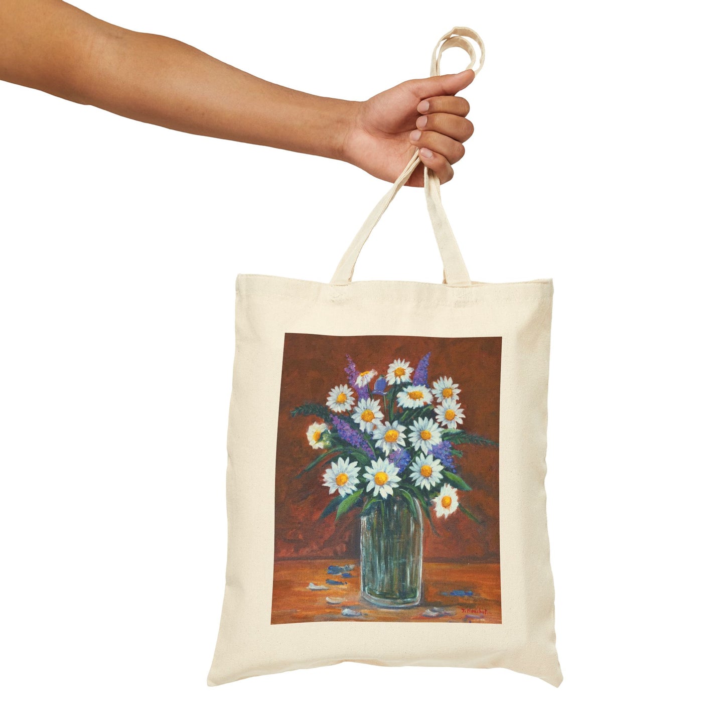 COTTON CANVAS TOTE BAG - DAISIES