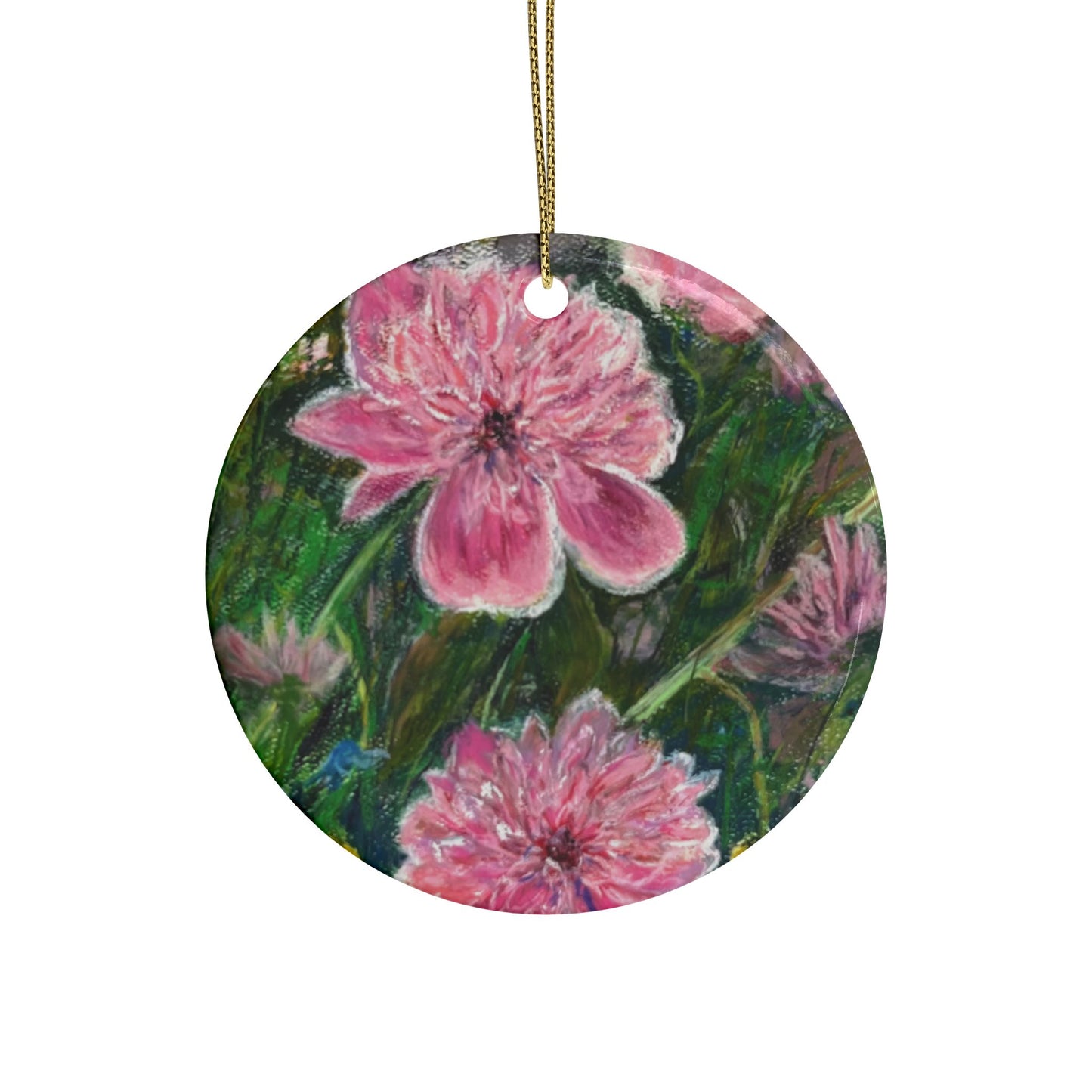 CERAMIC ORNAMENTS - PINK BLOSSOMS: VIBRANT BLOOM