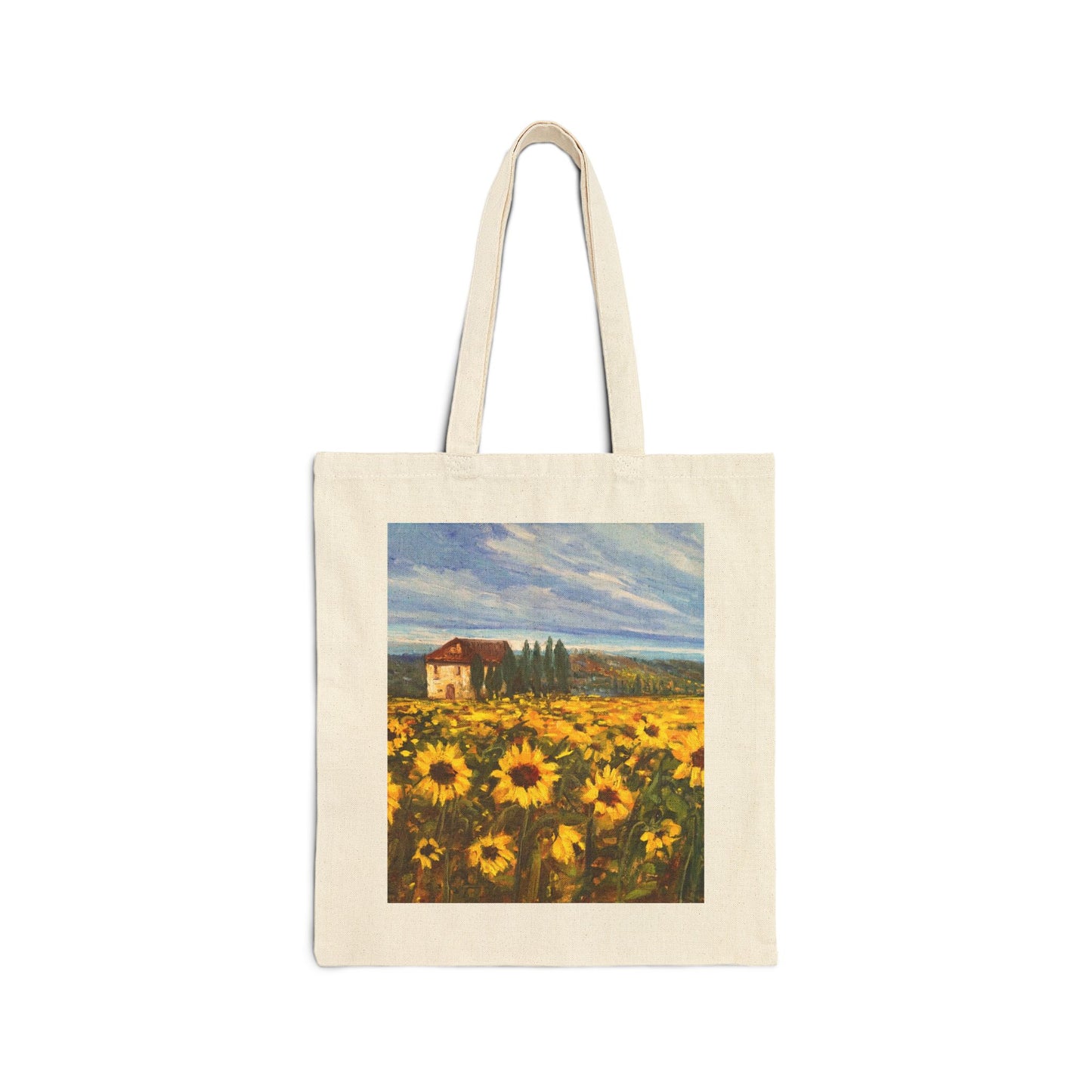 COTTON CANVAS TOTE BAG - TRANQUILITY SUNFLOWER FIELD