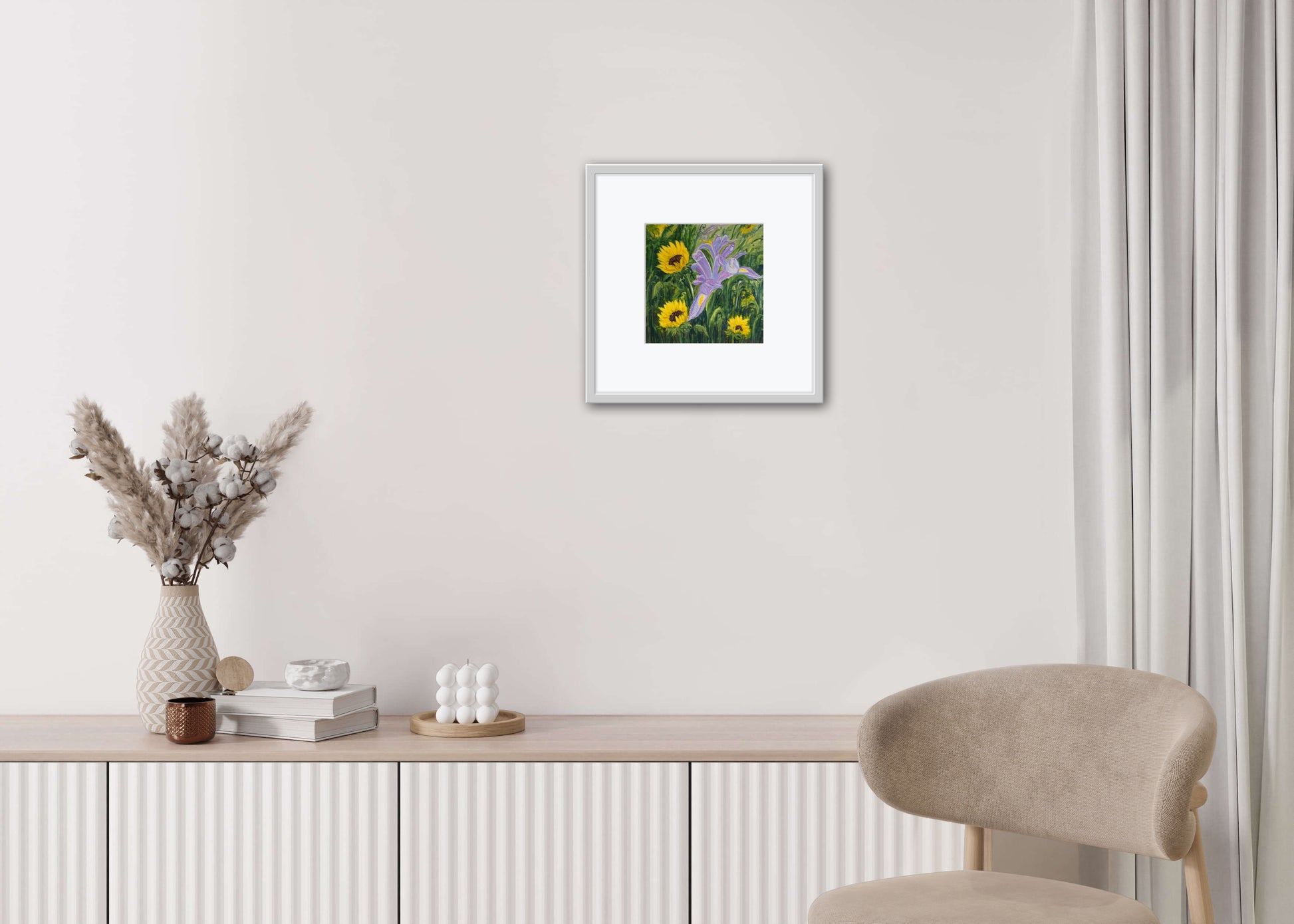 IRIS AND SUNFLOWERS - J Mouchet Fine Art